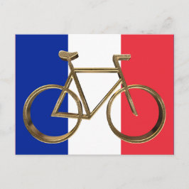 Französische Flagge Golden Bike Radfahrer Postkarte