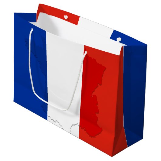 Französische Flagge Große Geschenktüte (Vorderseite Schrägansicht)