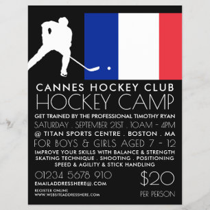 Französische Flagge, Hockeyspieler, Camp-Werbeflye Flyer
