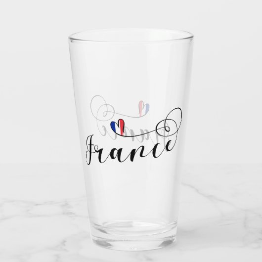 Französische Flagge im Herzen Frankreichs Glas (Rückseite)