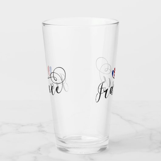 Französische Flagge im Herzen Frankreichs Glas (Rechts)