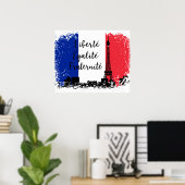 Französische Flagge Liberté Egaliteé Fraternité Ei Poster (Heimbüro)