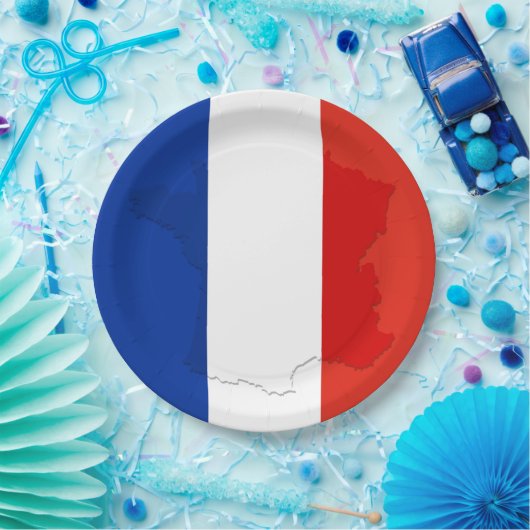 Französische Flagge Pappteller (Party)