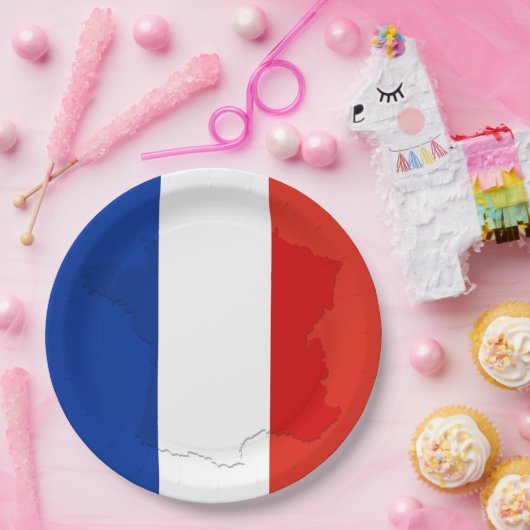 Französische Flagge Pappteller (Party)