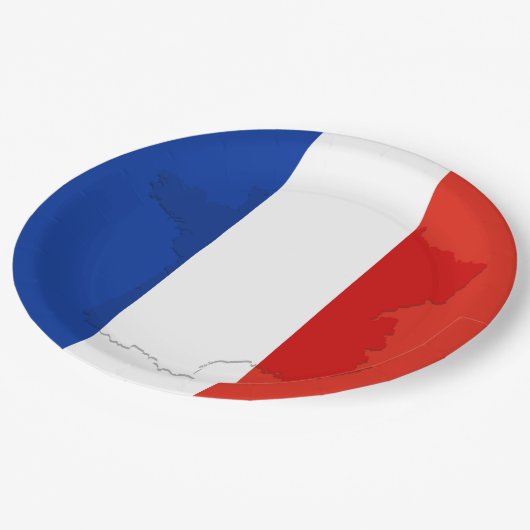 Französische Flagge Pappteller (Schrägansicht)
