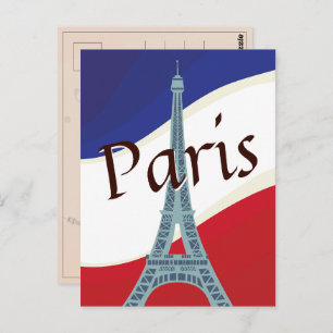 Französische Flagge Paris Eiffelturm Urlaub Reisen Postkarte