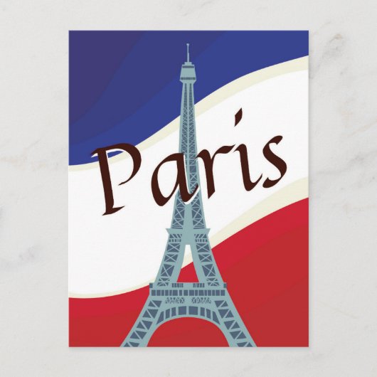 Französische Flagge Paris Eiffelturm Urlaub Reisen Postkarte (Vorderseite)