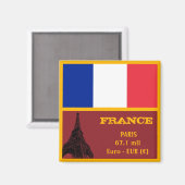 Französische Flagge, Paris & Frankreich, Reisen/Sp Magnet (Vorderseite/Rückseite)