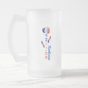 Französische Flagge Rose Personalisiert Groß Mattglas Bierglas