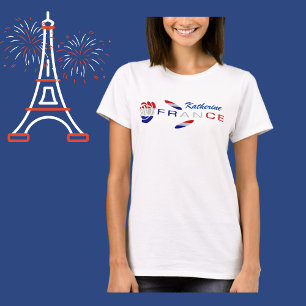 Französische Flagge Rose Personalisiertes Damen- T-Shirt