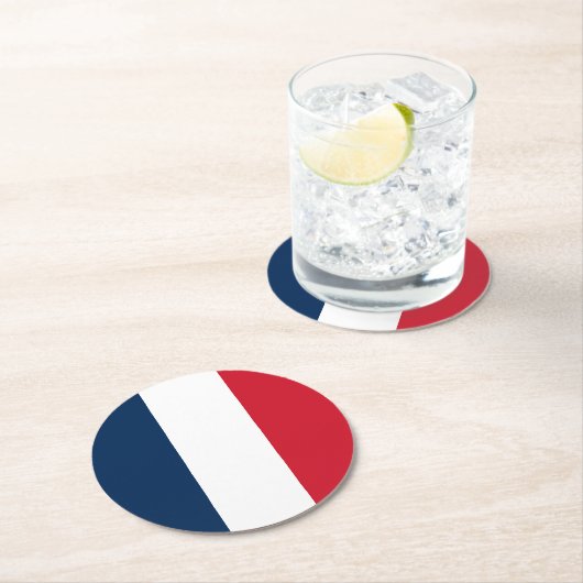 Französische Flagge Runder Pappuntersetzer (Vor Ort)