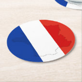 Französische Flagge Runder Pappuntersetzer (Angewinkelt)