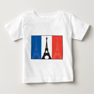 Französische Flagge und Eiffelturm Baby T-shirt