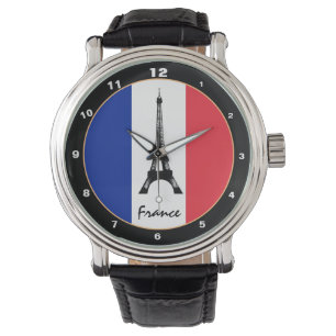 Französische Flagge und Eiffelturm - Frankreich /S Armbanduhr