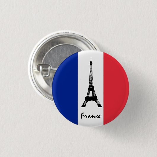 Französische Flagge und Eiffelturm - Frankreich /S Button (Vorne & Hinten)