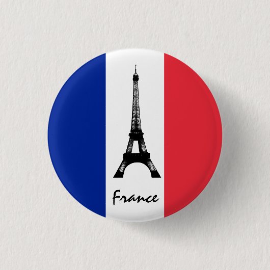 Französische Flagge und Eiffelturm - Frankreich /S Button (Vorderseite)