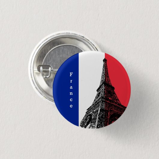 Französische Flagge und Eiffelturm - Frankreich /S Button (Vorne & Hinten)