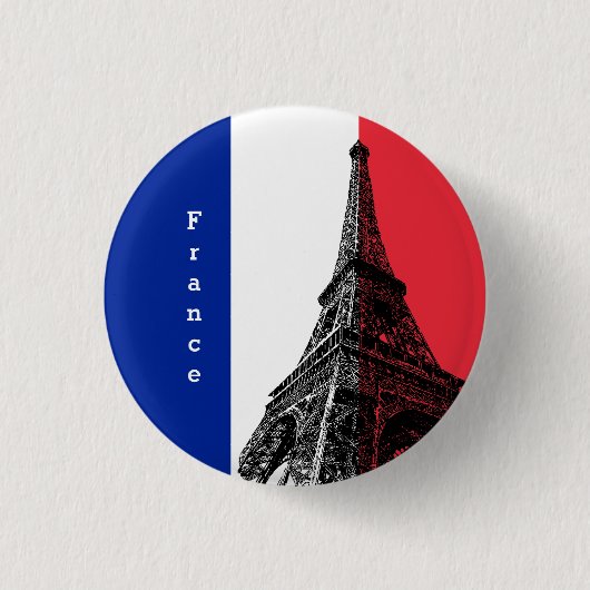 Französische Flagge und Eiffelturm - Frankreich /S Button (Vorderseite)