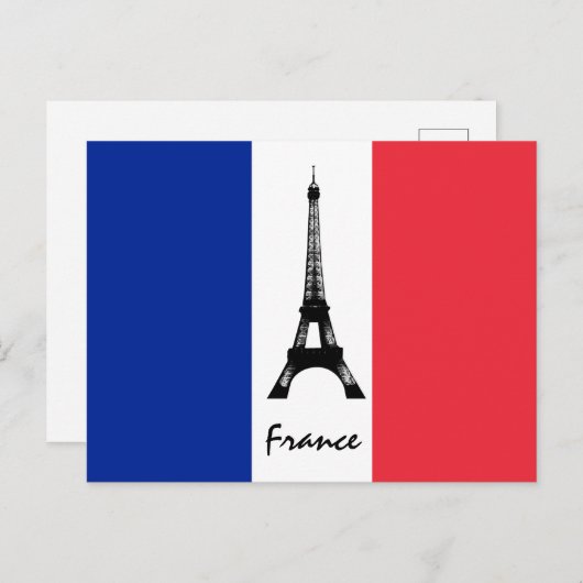 Französische Flagge und Eiffelturm - Frankreich /S Postkarte (Vorne/Hinten)
