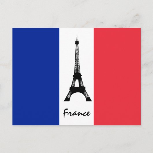 Französische Flagge und Eiffelturm - Frankreich /S Postkarte (Vorderseite)
