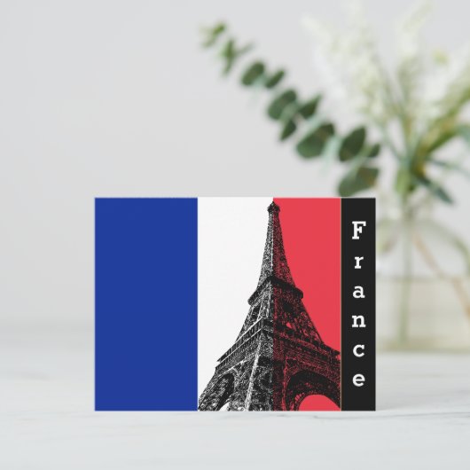 Französische Flagge und Eiffelturm - Frankreich /S Postkarte (Stehend Vorderseite)