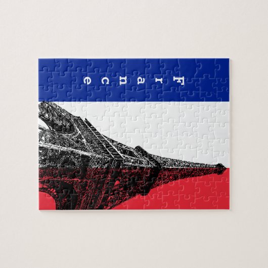 Französische Flagge und Eiffelturm - Frankreich /S Puzzle (Horizontal)