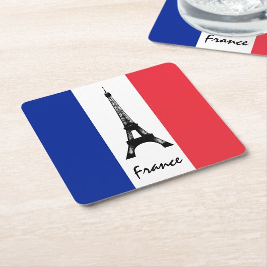 Französische Flagge und Eiffelturm - Frankreich /S Rechteckiger Pappuntersetzer (angewinkelt)