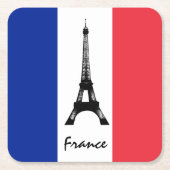 Französische Flagge und Eiffelturm - Frankreich /S Rechteckiger Pappuntersetzer (Vorderseite)