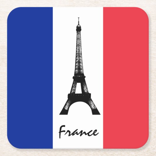 Französische Flagge und Eiffelturm - Frankreich /S Rechteckiger Pappuntersetzer (Vorderseite)