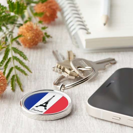 Französische Flagge und Eiffelturm - Frankreich /S Schlüsselanhänger (Seite)