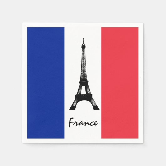 Französische Flagge und Eiffelturm - Frankreich /S Serviette (Vorderseite)