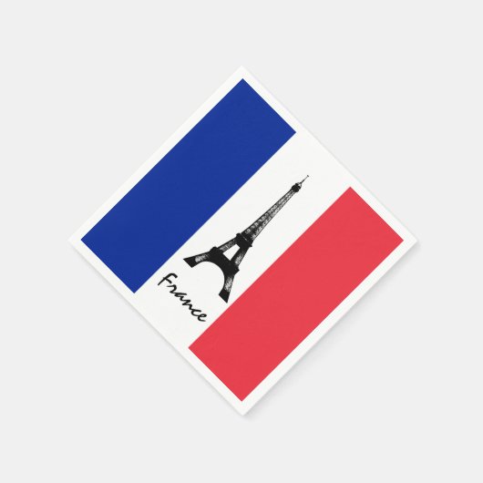 Französische Flagge und Eiffelturm - Frankreich /S Serviette (Ecke)