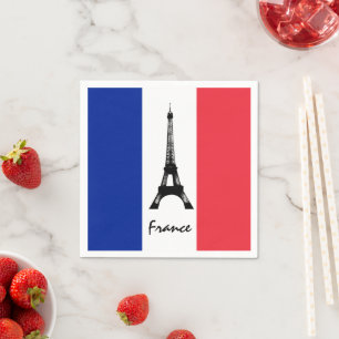 Französische Flagge und Eiffelturm - Frankreich / Serviette
