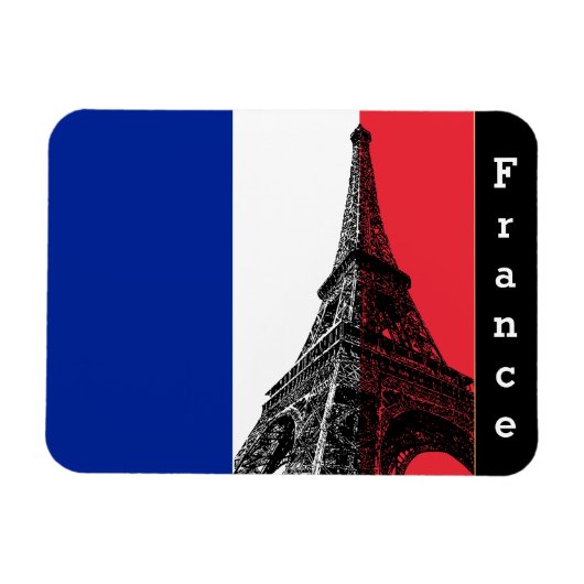 Französische Flagge und Eiffelturm Paris / Frankre Magnet (Horizontal)