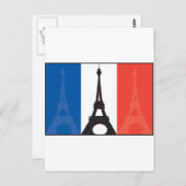 Französische Flagge und Eiffelturm Postkarte (Vorne/Hinten)
