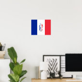 Französische Flagge und Girl-Monogramm Poster (Heimbüro)
