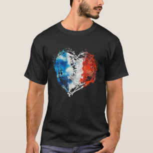Französische Flagge Vintag Frankreich Herz Patriot T-Shirt