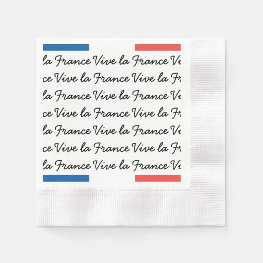 Französische Flagge, Vive la France, Party am Bast Serviette (Vorderseite)