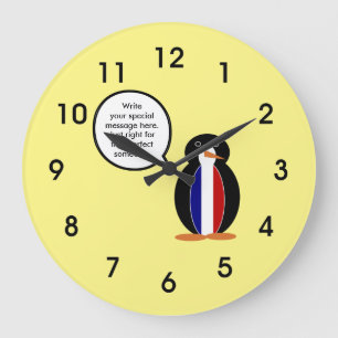 Französische Flagge - Vortrag von Herrn Penguin Große Wanduhr