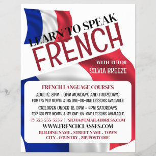 Französische Flagge, Werbung für Französischkurse Flyer