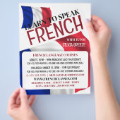 Französische Flagge, Werbung für Französischkurse Flyer (Hand)