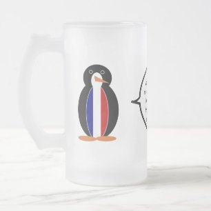 Französische Flagge Wildlife Pinguin personalisier Mattglas Bierglas