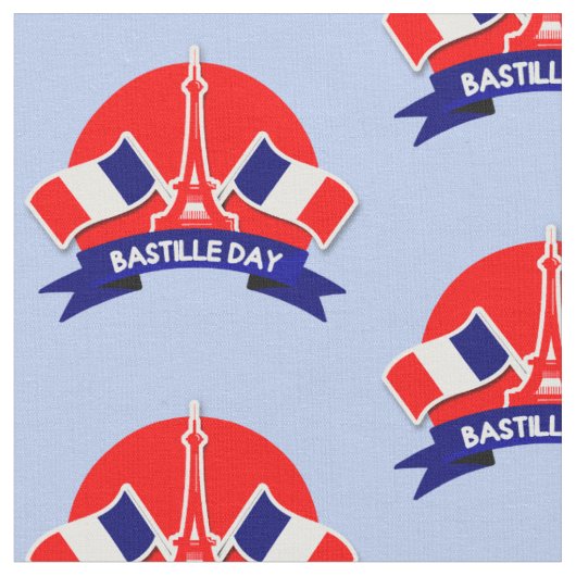 Französische Flaggen Eiffelturm am Bastille Day Stoff (Nahaufnahme)
