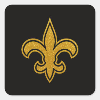 Französische Fleur De Lis Gold und Schwarz Quadratischer Aufkleber