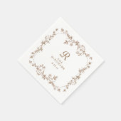Französische Florale Braune Viktorianische Monogra Serviette (Ecke)