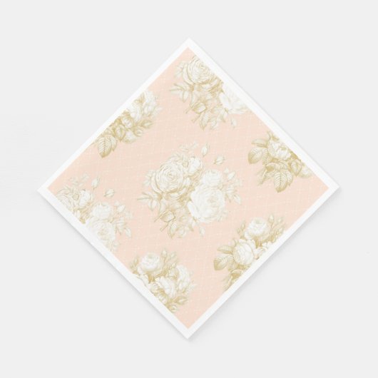 Französische florale Elegante Toile Rosa Gold Dusc Serviette (Ecke)