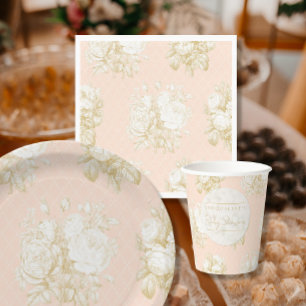 Französische florale Elegante Toile Rosa Gold Dusc Serviette