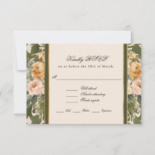 Französische florale elegante Vintage-Gold-Klassik RSVP Karte