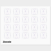 Französische Florale Lavendel Lila Monogramm Hochz Quadratischer Aufkleber (Blatt)
