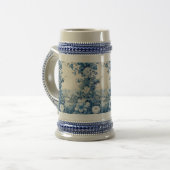 Französische florale Toile-Blau Bierglas (Vorderseite Links)